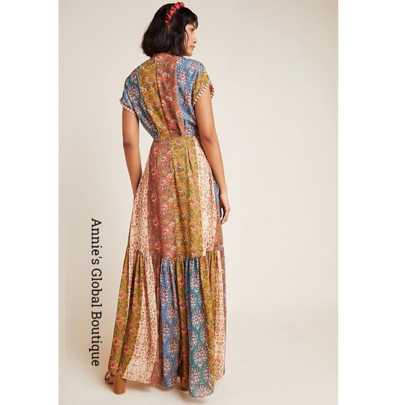 NWT, Anthropologie Angelica Sachin and Babi Embroidered Flounced Maxi Dress - Picture 5 of 15